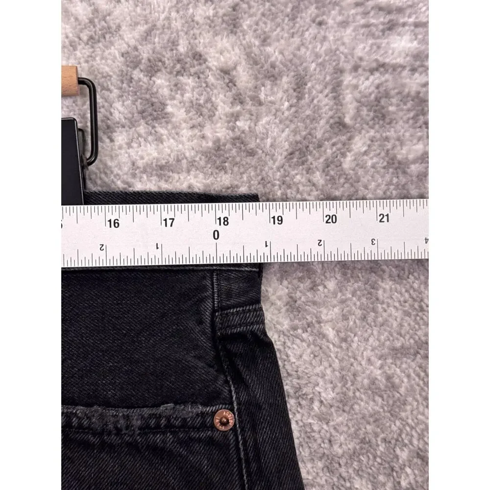 Agolde Parker Long Shorts 32 Womens High Rise Black Denim Cut Off